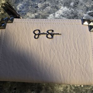 Jessica Simpson Cream Clutch with Silver Accents